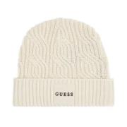 Logo Patched Beanie - Beige Tekstil