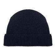 Blå Ribstrikket Beanie Hat