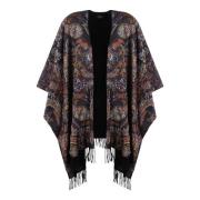 Blomstret Paisley Print Uld Silke Cape