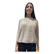 Hvid Mohair Sweater Raglan Ærmer