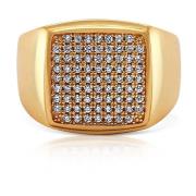 Mens Gold CZ Signet Ring