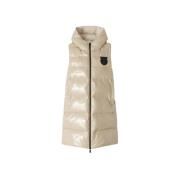 Beige Ærmeløs Puffer Vest med hætte