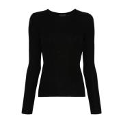 Sort Ribstrikket Sweater