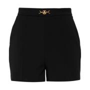 Sort Crepe Shorts med Horsebit Detalje