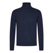 Blå Uld Kashmir Turtleneck Sweater