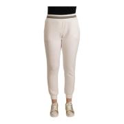 Elegant hvide joggers med mellem talje