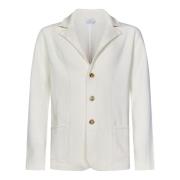 Hvid Strik Blazer-Stil Cardigan