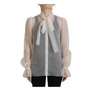 Bluse Top med Ascot Krave