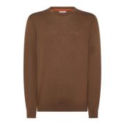 Brun Sweater Rund Solid Stil