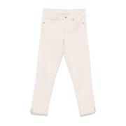 Beige Skinny Jeans med Logo Patch