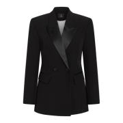 Elegant Sort Blazer med Lommer