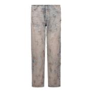 Distressed straight jeans med revnede detaljer