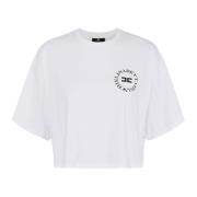 Cropped Logo Print Bomuld T-shirt