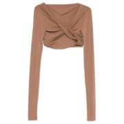 Jade Crop Tan Langærmet Top