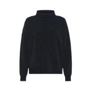 Præget chenille turtleneck sweater