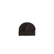 Brun Uld Beanie MAT BLACK Linje