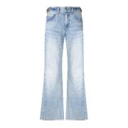 Blå Bootcut Kædedetalje Jeans