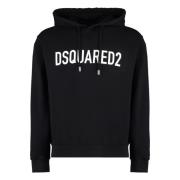 Logo Print Hoodie med Ribbed Manchetter