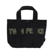 Sort Tote taske med print