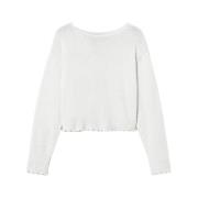 Angora Cropped Sweater med perlebroderi