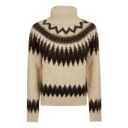 Creme Brun Multi Langærmet Pullover