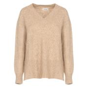 Beige Cashmere Alpaca Bomuld Sweater Kvinde