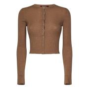 Beige Sweater med Jewel Buttons Lukning