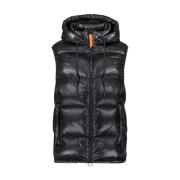 Sort hætte puffer vest