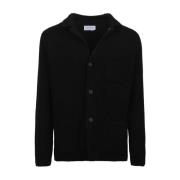 Sort Cardigan Sweater med Shawl Neck