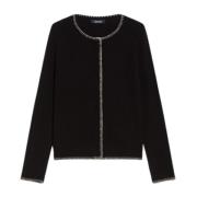 Sort Uld Kashmir Crewneck Cardigan