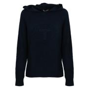 Blå uld hættetrøje sweater