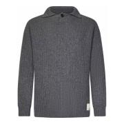 Grå Uld Polo Sweater