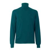 Blå hortensia turtleneck med tone-i-tone logo - XL