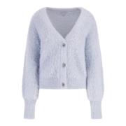 Fuzzy Himmelblå Juvelknap Cardigan