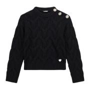 Sort Sweater med Broderede Detaljer