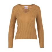 Brun Ribstrikket Sweater Slim Fit