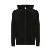 Velvet Hood Zip Strik i Sort