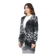 Leopard Print Cardigan Grå Kvinder