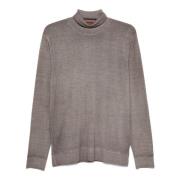 Ribbet Merinould Højhalset Sweater