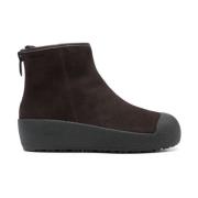 Suede Zip Støvler med Shearling Foring