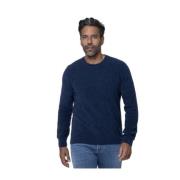 Blå Rund Hals Bouclé Sweater