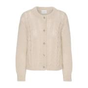 Blød Kabelstrikket Cardigan Beige