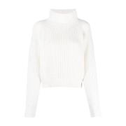 Hvid Strikket Turtleneck Sweater