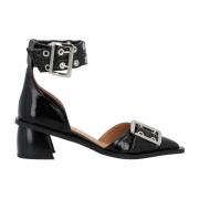 Chunky Buckle Open Cut Vegan Læder Pumps