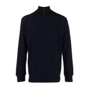 Blå Bomuld Zip Sweater