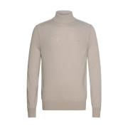 Beige Uldblanding Højhalset Sweater