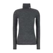 Mørk Grå Melange Polyester Blend Sweater