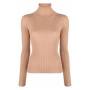 Beige Merino Uld Casual Sweater