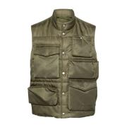 Quiltet Grøn Polstret Cargo Vest