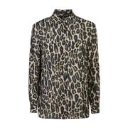 Leopard Print Georgette Skjorte